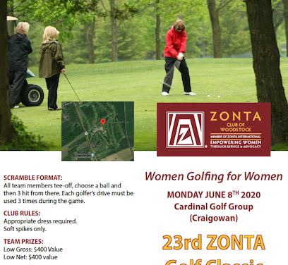 Zonta Woodstock Golf Classic June 8th