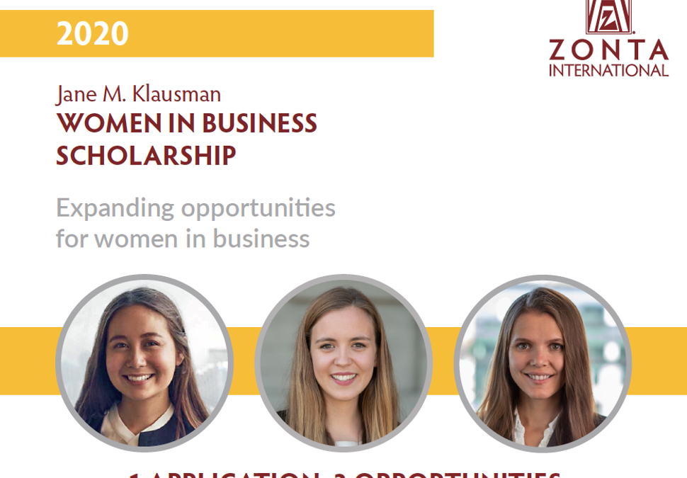 2020 Jane M. Klausman Women in Business Scholarship Candidate’s Deadline – Application Aug 15th